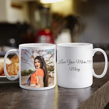 Custom Coffee Mug 11 Oz with Text and Photo, Personalized Mug Gifts for Christmas, ValentineS Day, MotherS Day Pink
