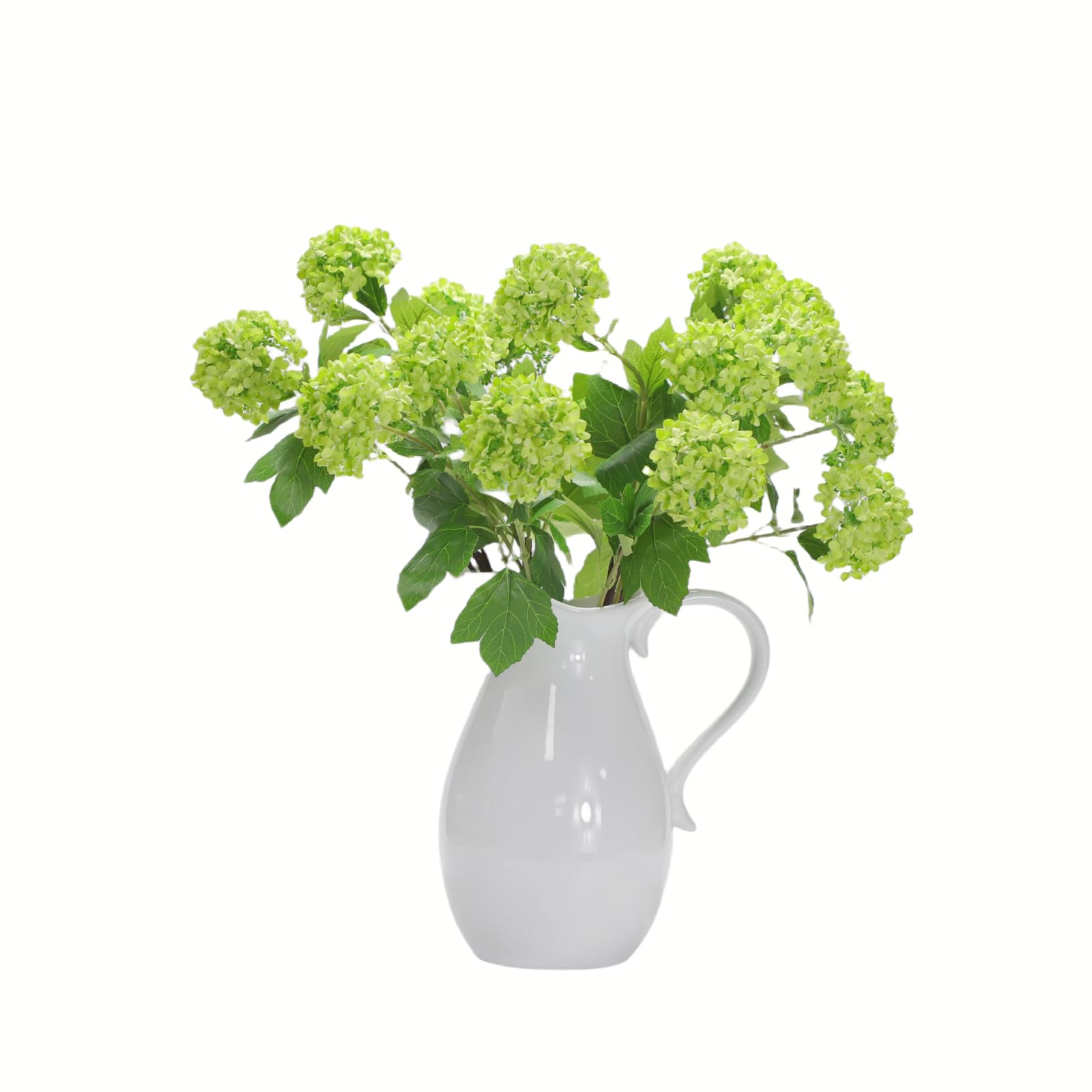 Photo 1 of EUEUZLT Artificial Hydrangea Flowers - 28 Inch Green Silk Blooms (4 Pack)