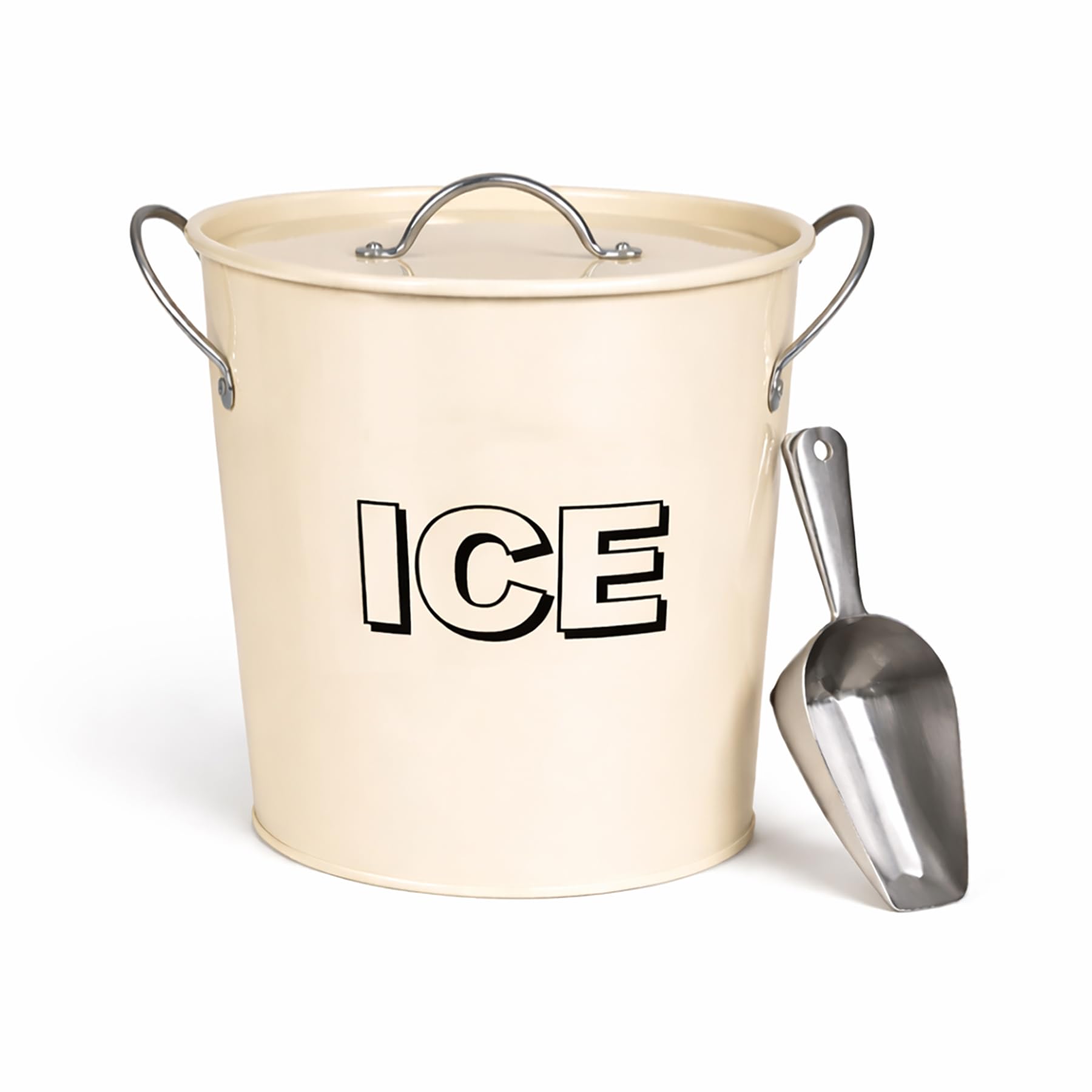 CrazyGadget® Vintage Retro Party Bar Ice Cooler Holder Bucket with Scoop Set - Cream