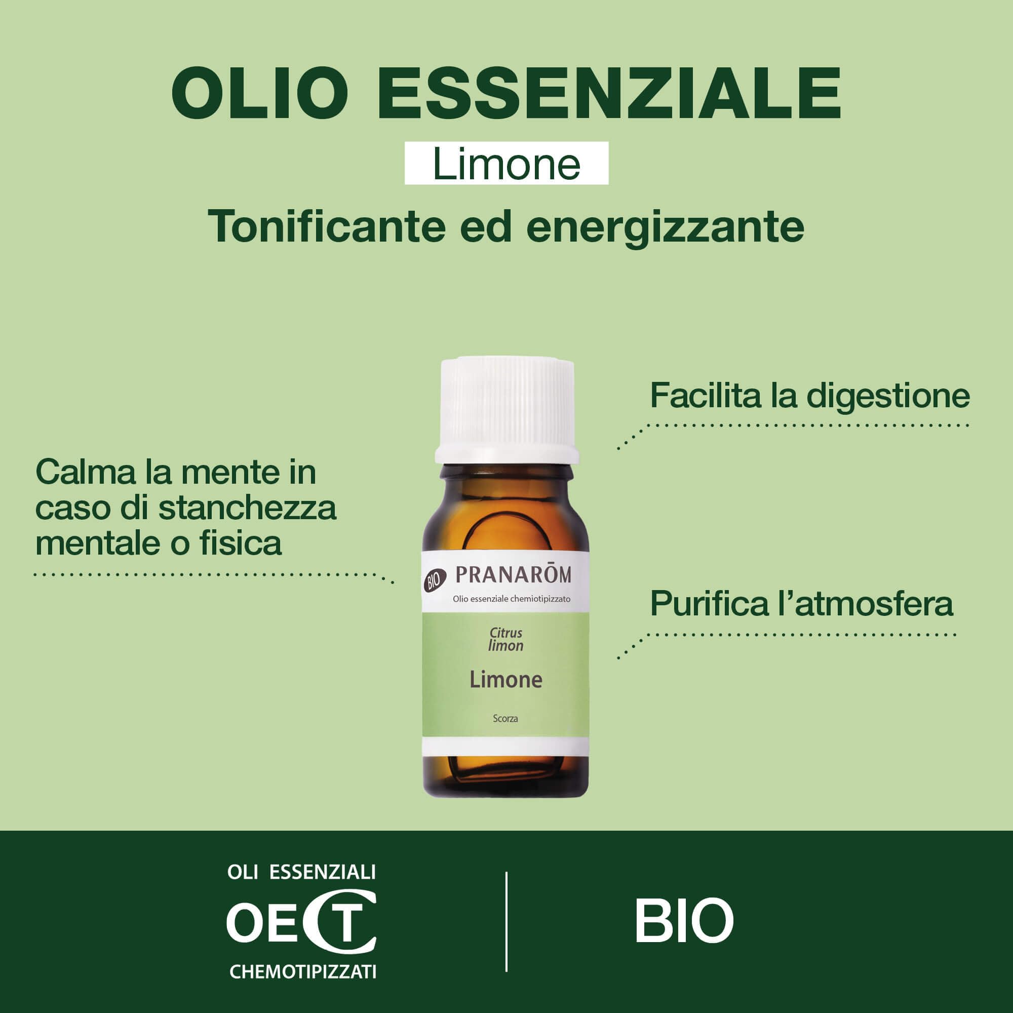 Pranarôm - Olio Essenziale di Limone Bio - 100% Puro e Naturale - Aiuto Naturale per la Digestione e il Benessere Intestinale - Uso Alimentare e Diffusione - 10 ml