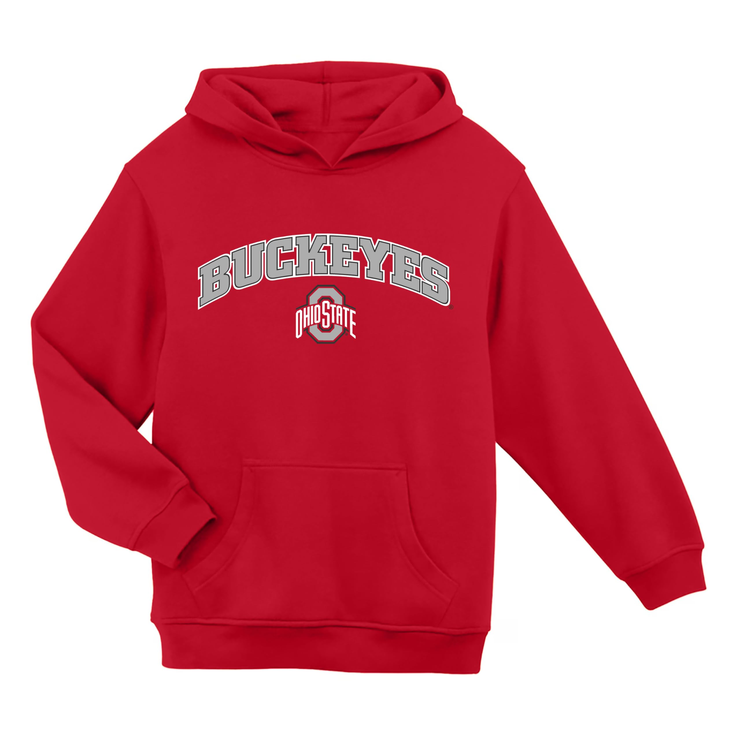 Little King NCAA Youth Boys Hoodie Sweatshirt-Arch Logo- Team Colors-Ohio State-Red-Youth Small