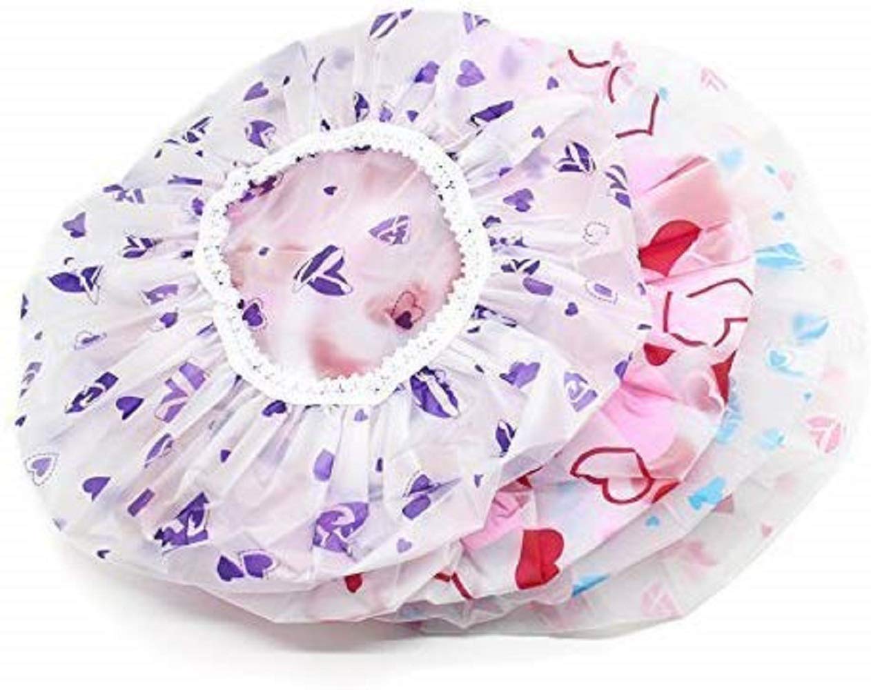 Set of 3Pc Reusable Printed Shower Cap With Elastic Band For Home Use/Salons/Spa/Hair treatment/Beauty Parlours For Both Men And Women Bathing Accessory-Multi Color-image-20