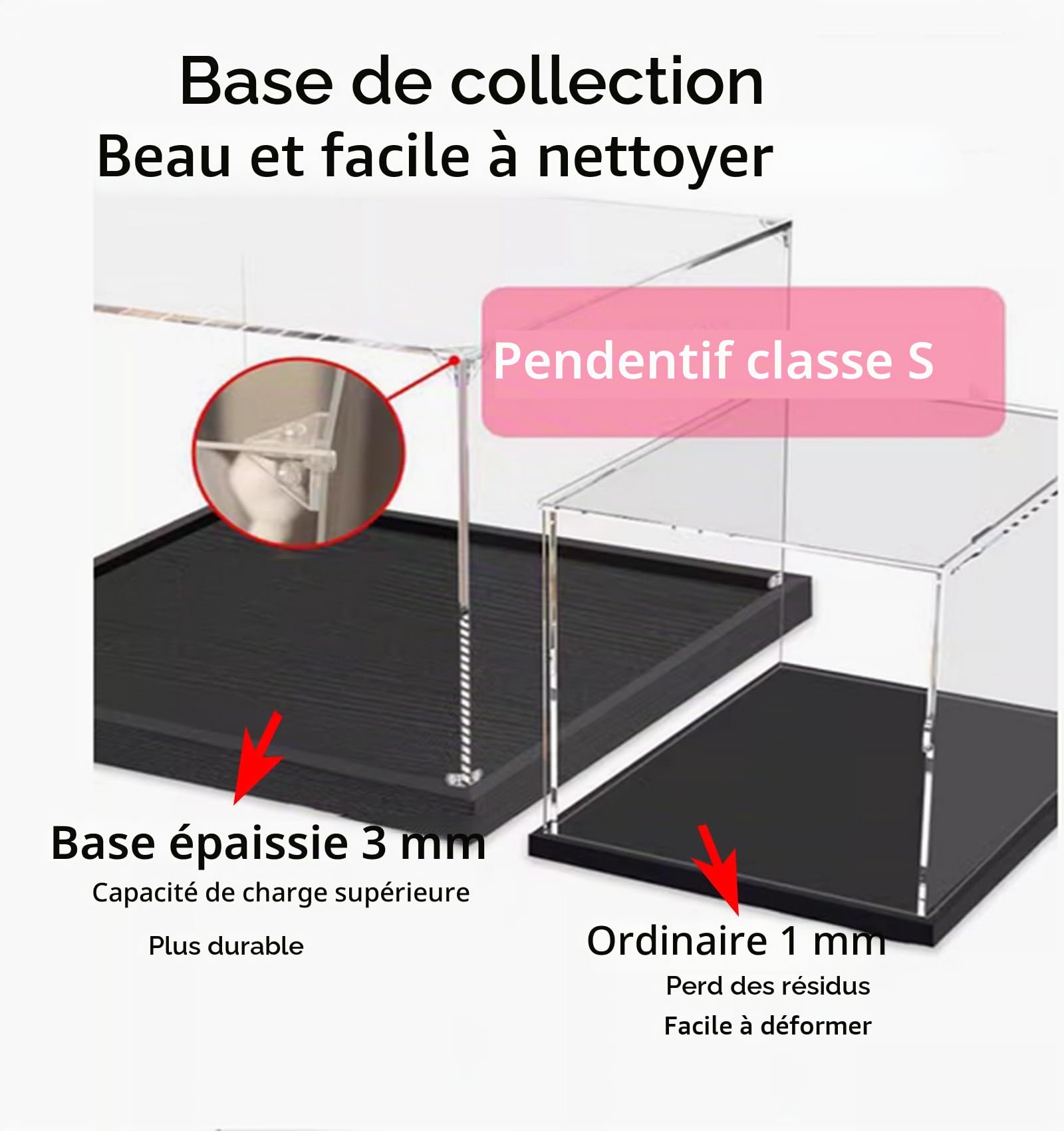 Vitrine en acrylique pour Lego 21061 Notre Dame de Paris, compatible avec 21061, vitrine transparente anti-poussière (kit modèle non inclus) (noir 2 mm)