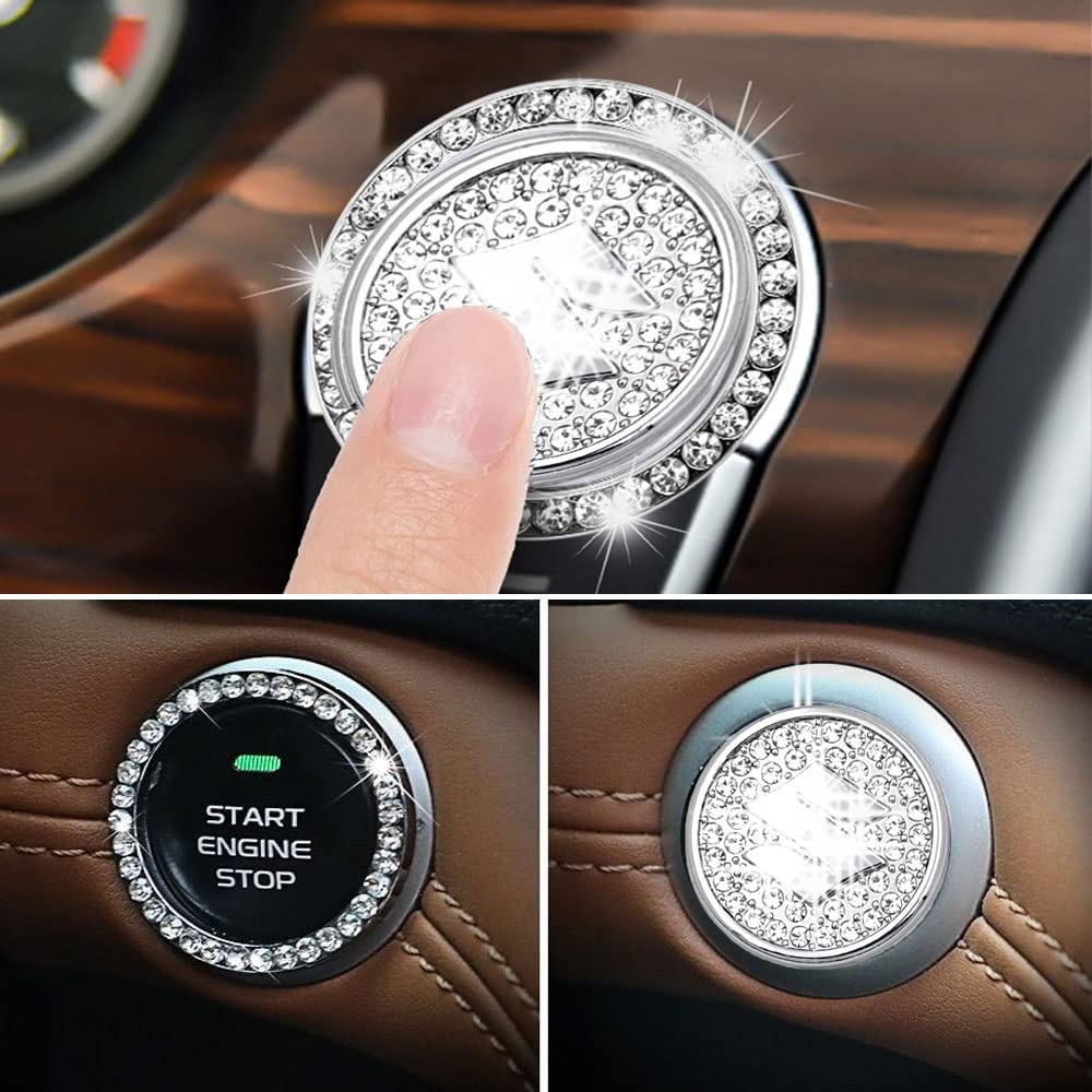 WISKA Car Start Stop Button Cover for Car Diamond Ring Car Accessories Interior Decoration For Fronx, Vitara, Brezza, Swift, Baleno, Ertiga, Alto, Dzire, XL6, Jimny, S-Presso, Ciaz, Ignis, Invicto