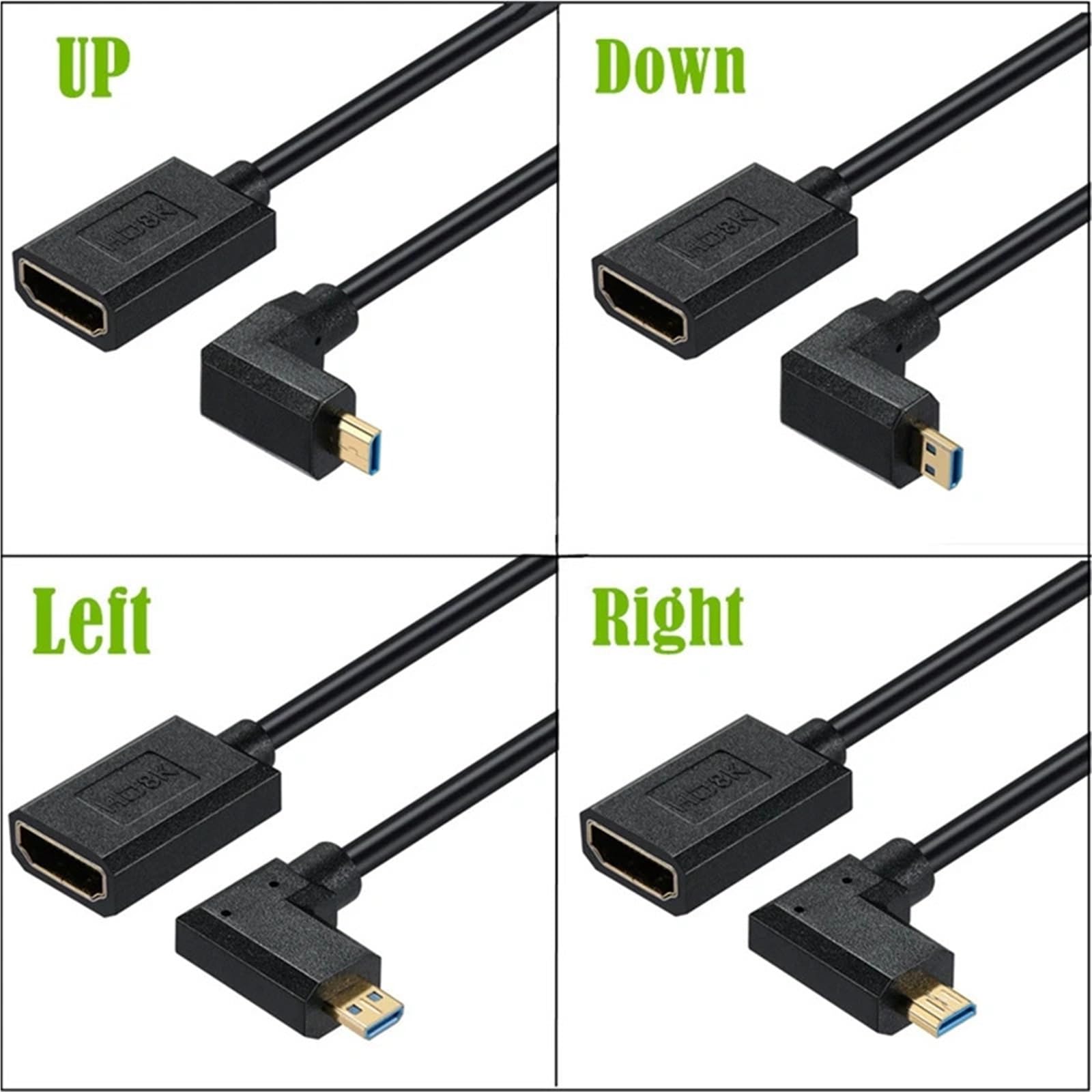 0,3 m, kąt 90 stopni, 8K60 Hz, Micro Mini HDMI, kompatybilny z HDMI, gniazdo kablowe, tablet, adapter TV (A UP)