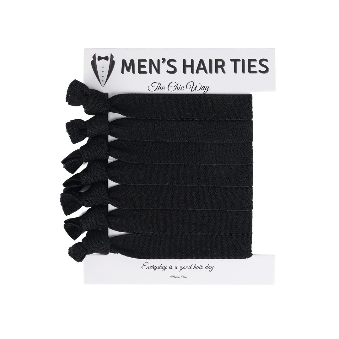 The Chic Way 7pcs Mens Hair Ties For Bun, Elastic Hair Bands, Ponytail