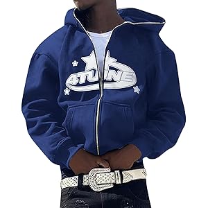 Veste De Survêtement Y2K Pour Homme Avec Zip - Coupe Confortable En Coton/polyester - Idéal Décontracté Quotidien