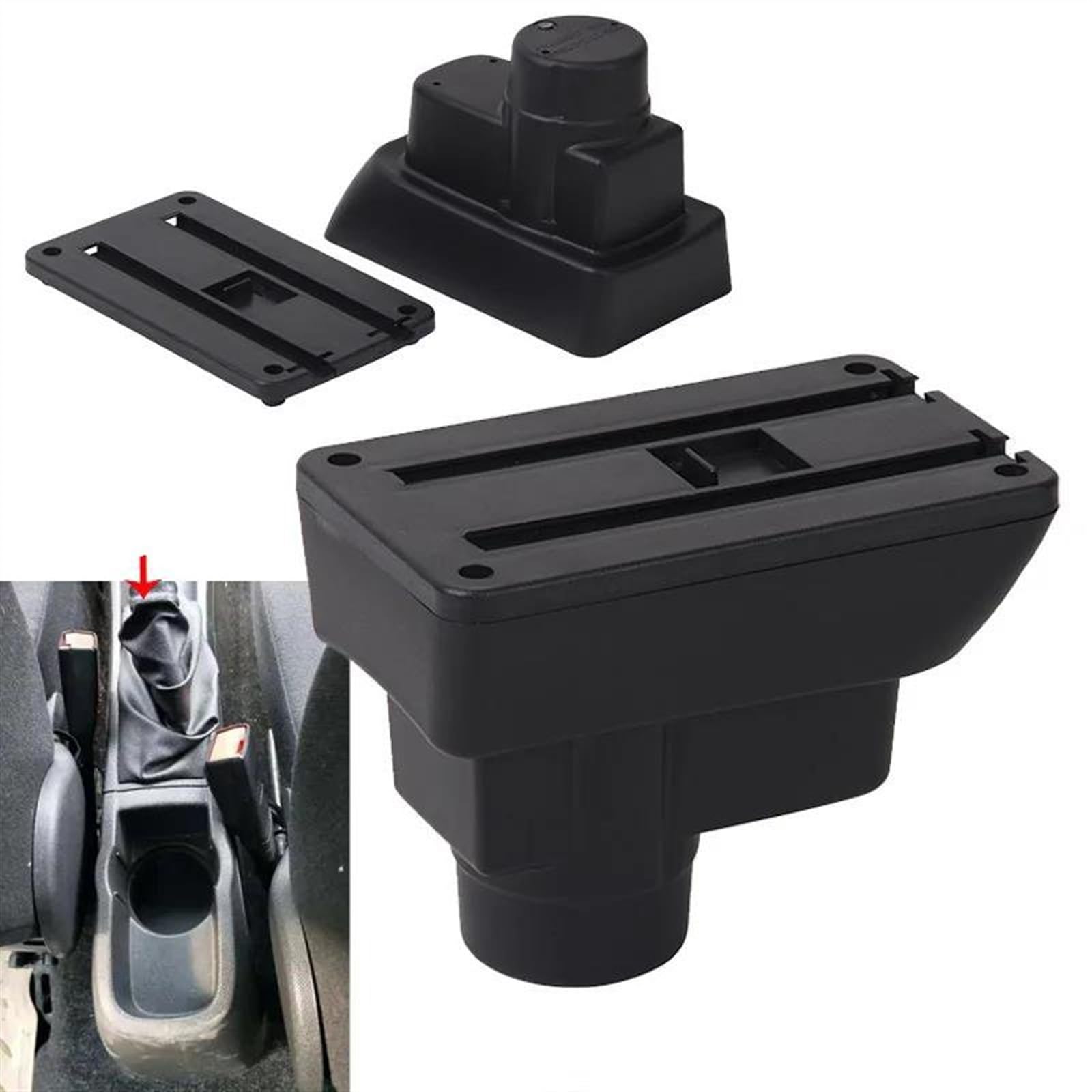 Scatola Bracciolo Con Supporto Multifunzionale Cuscino In PU Accessori Per La Modifica Degli Interni Dell'auto Per Corsa D Consolle centrale(B3 Black white 3US)