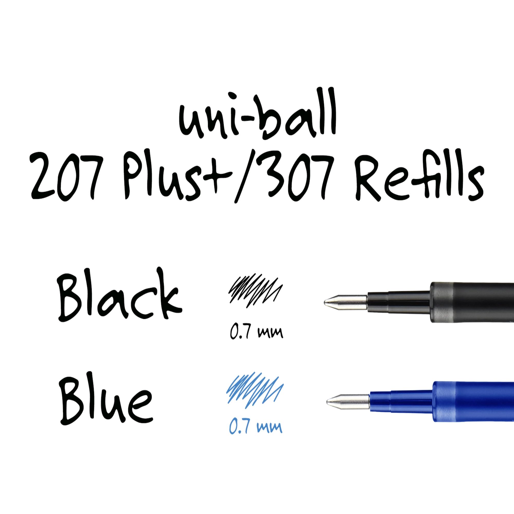Uniball 207+ Plus Kugelschreiberminen, 0,7 mm mittlere Spitze, blaue Tinte, 6 Ersatzminen
