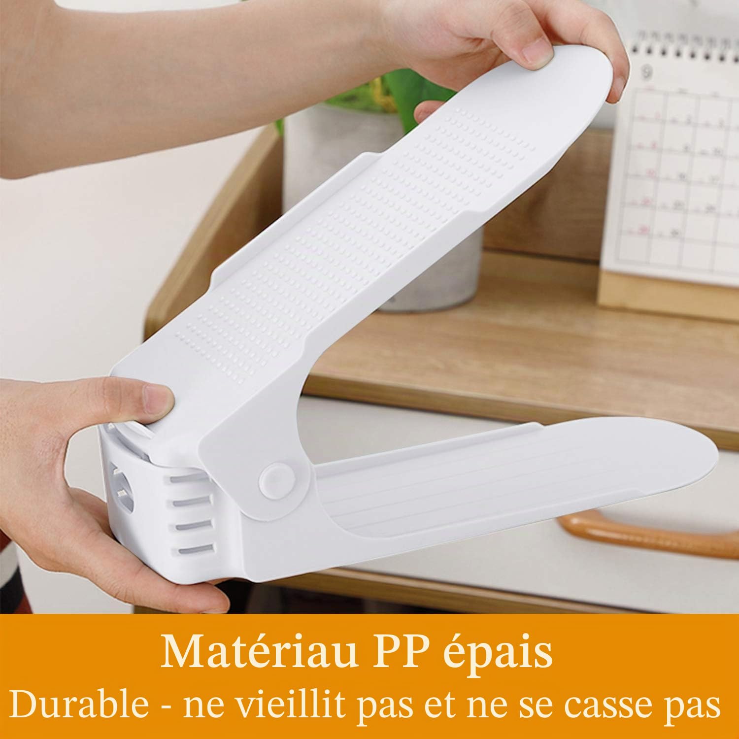 HENGMEI Lot de 30 Étagère à Chaussures Réglable, Rangement Chaussures, Organisateur de Chaussures, 3 Réglables en Hauteur, Antidérapant, Blanc