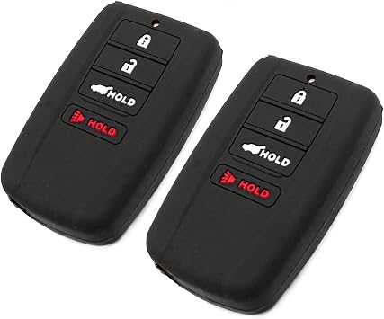 Silicone Key Fob Cover Fit for Acura ILX MDX RDX RLX TLX NSX Smart 4 Buttons | Car Accessories | Remote Key Protection Case - Black & Black
