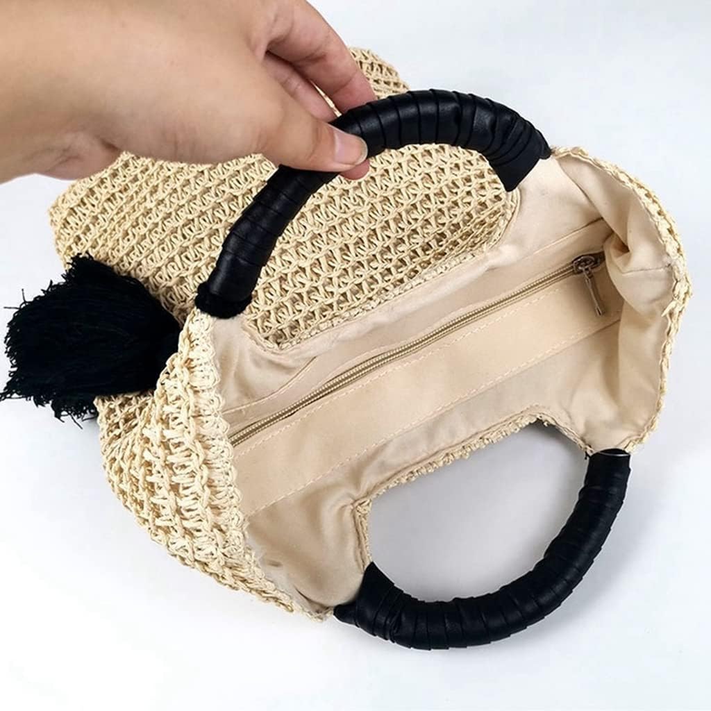 [JIBacan] 草編みバッグ レディース 夏バッグ ハンドバッグ ショルダーバッグ ビーチバッグ かごバッグ サマーバッグ 軽量