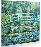  ShopArt - Monet - Tableau avec peinture effet pinceau tendue à la main en relief - L\'étain des Ninfee Impression sur toile haute définition prête à accrocher (100 x 100 cm)