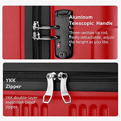 Joyway Carry On Luggage 8-Piece Travel Set,22X14X9 Airline Approved Suitcase With Spinner Wheels,Hard Suitcase With Tsa Locks(20Inch Red) #TOP3
