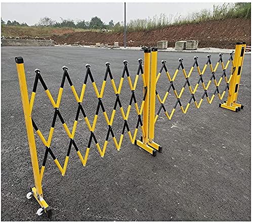 JYBNBBE Telescopic Traffic Fence Folding Portable Scissor Gate,Barricade gateFolding Safety Barricade,Mobile Barricade System Portable Crowd Control Safety Barriers W/Pulley,fo,Yellow Black-1.2 * 8M