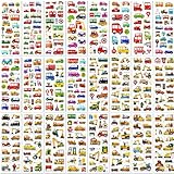 24 Feuilles Autocollants Gommettes Enfants, Stickers D'autocollants 3D Imperméables Voiture et Excavatrice, Sticker Enfant pour 2+ Ans Garçon Fille, Bricolage, Récompense, Cadeaux et Décoration