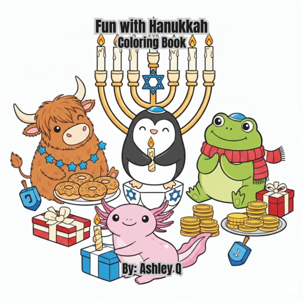 Fun with Hanukkah Coloring Book: 30 pages of animals celebrating
