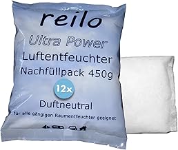 reilo 12x 450g Ultra Power Luftentfeuchter Granulat, Raumluftentfeuchter im Vliesbeutel, Nachfüllpacks für Entfeuchterboxen 450 bis 1200 g, Lufttrockner für Wohnräume, Schlafzimmer, Keller