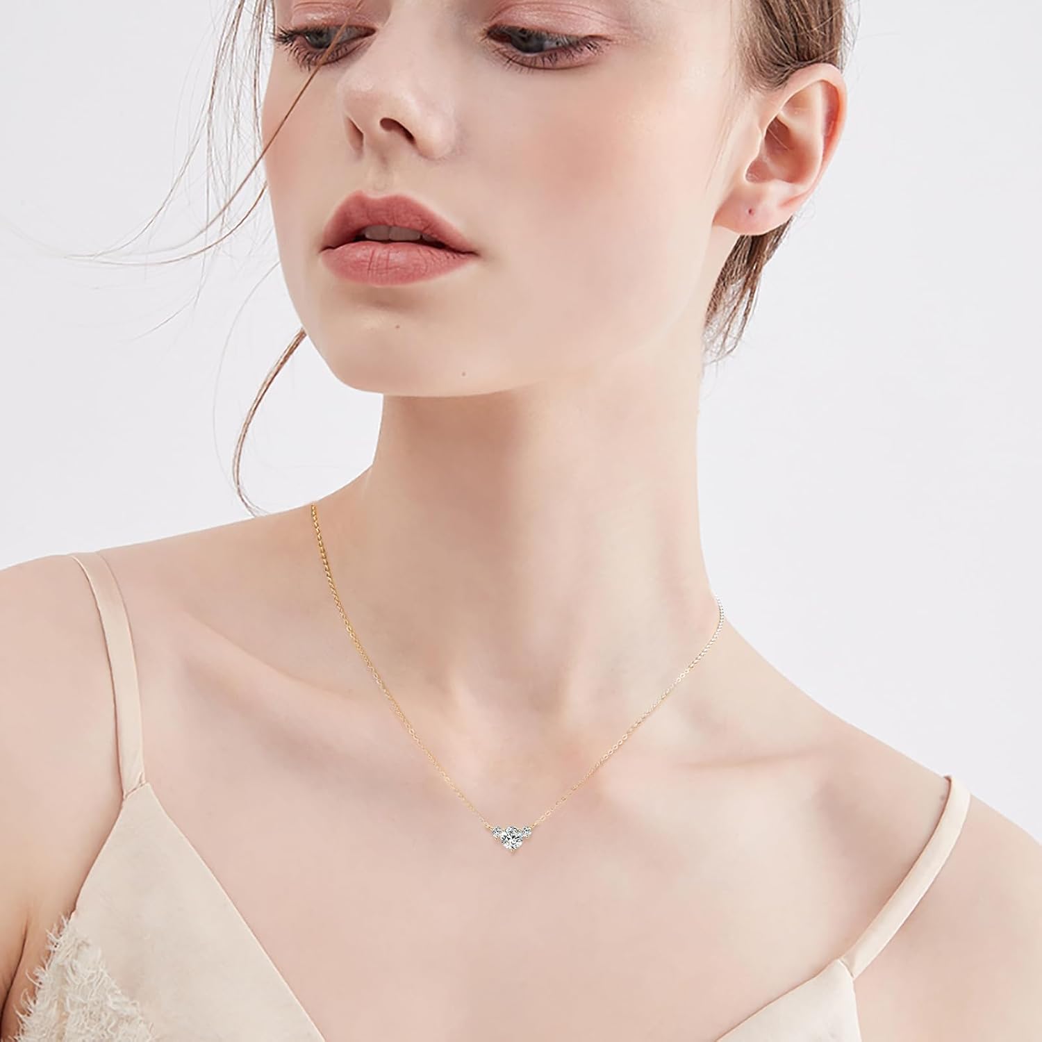 Moissanite Necklace for Women, 1.2 CT Lab Created Round Moissanite Pendant 925 Sterling Silver Necklaces Gift for Mother Mom Wife Girlfriend Moissanite Jewelry with GRA Certificate of Authenticity - Image 2