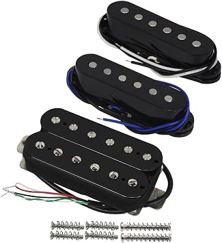 FLEOR Alnico 5 HSS Single-Coil+Humbucker Pickup Neck+Middle+Bridge Pickup(14-15K)Set, Black