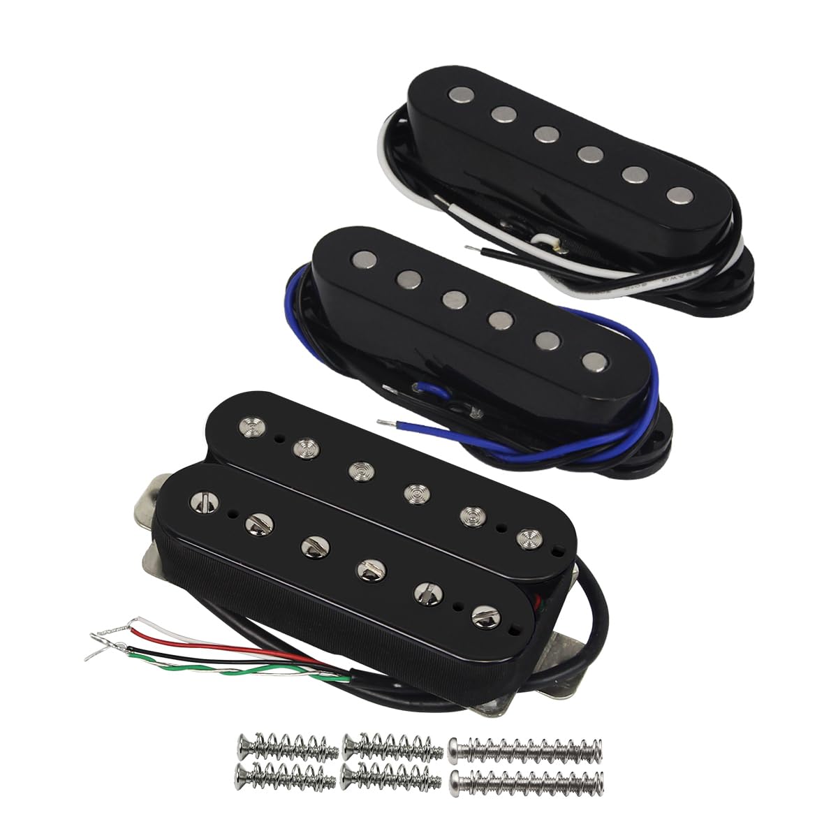 FLEOR Alnico 5 HSS Single-Coil Humbucker Tonabnehmer Set 14-15K Schwarz