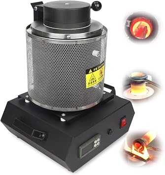 Electric Digital Melting Furnace Machine,with Graphite Crucible for Precious Metals Gold Silver Jewelry,1800w,for Melt Gold, Silver, Copper, Aluminum Black,with net,220V-GraphiteCrucible3kg