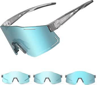 Photochromic Cycling Glasses for Men and Women - UV400 Protection, Frameless Wraparound Design, Lightweight TR90 with Air Vents