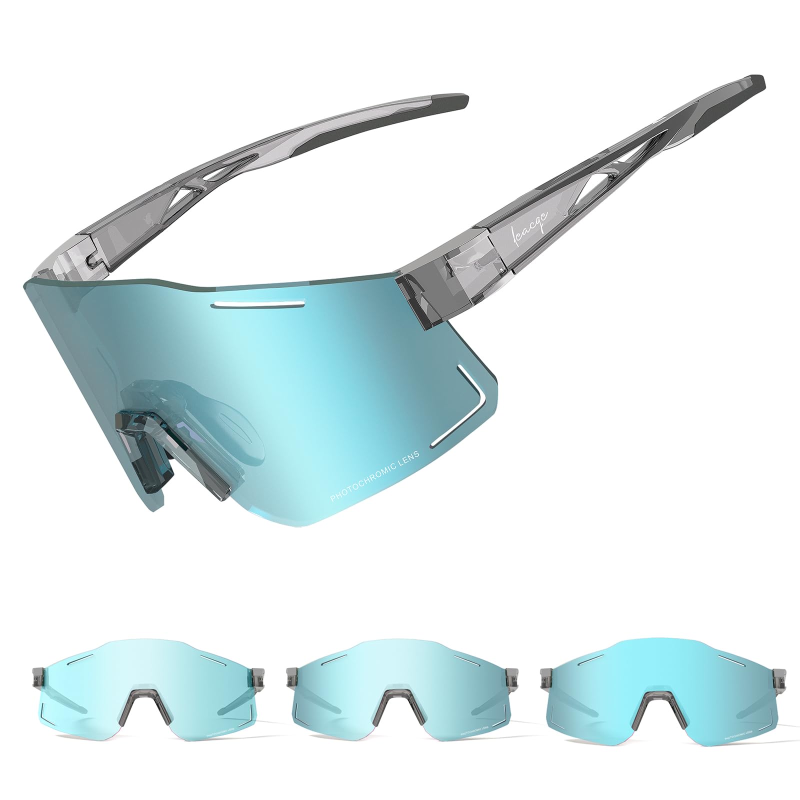 LECAGE Photochromic Cycling Glasses for Men Women UV400 Sports Sunglasses
