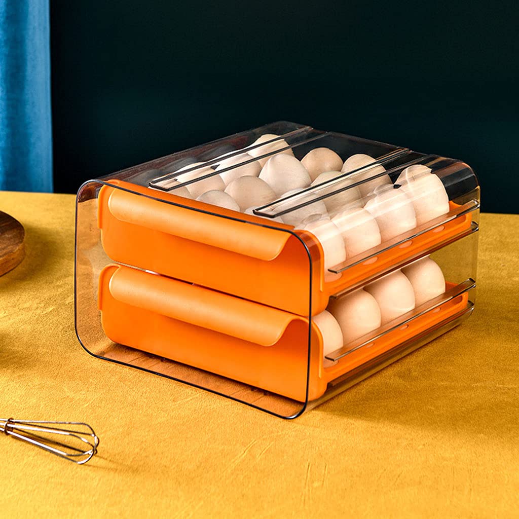 Caja de almacenamiento de huevos apilable para nevera, contenedor organizador de huevos de 2 capas