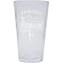 Pompeii Italy Minimalistic Design Souvenir 16 oz Engraved Pint Glass