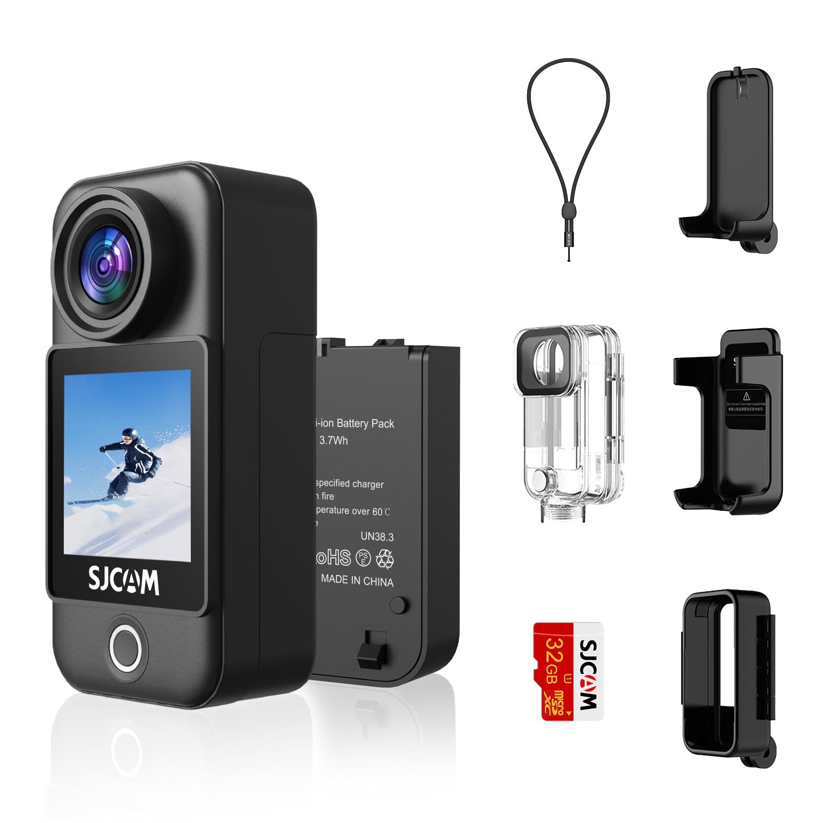 SJCAM C300 Pocket Action Camera,4K Body Camera, Auto Screen Off, Stabilization, Waterproof, Small Wearable, Tiny POV Camera, Removable Dual Battery, Touch Screen, with Helmet Mount Kits, Black-image-38