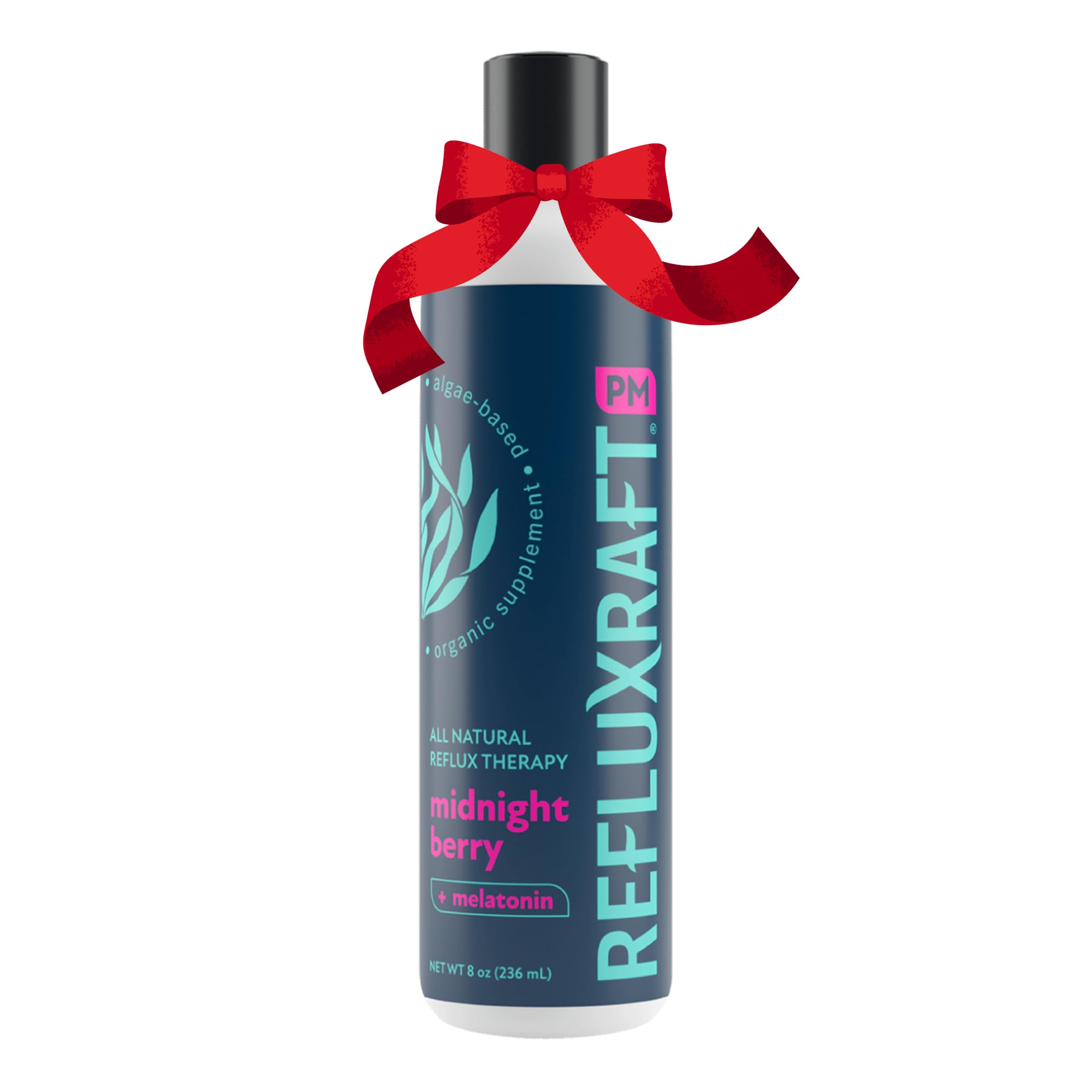 Acid Reflux Therapy PM with Organic Alginate & Melatonin, Rapid & Lasting Gerd, LPR & Digestion Symptom Support, Zero Sugar, Gluten Free, Midnight Berry, 47 Gel Servings, 8 OZ Bottle