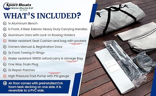 Miniatura 4 de White Marlin - Suelo neumático de 9.8 pies modelo 2022 - SB-300A - Bote soldado con calor prémium con bolsa de asiento