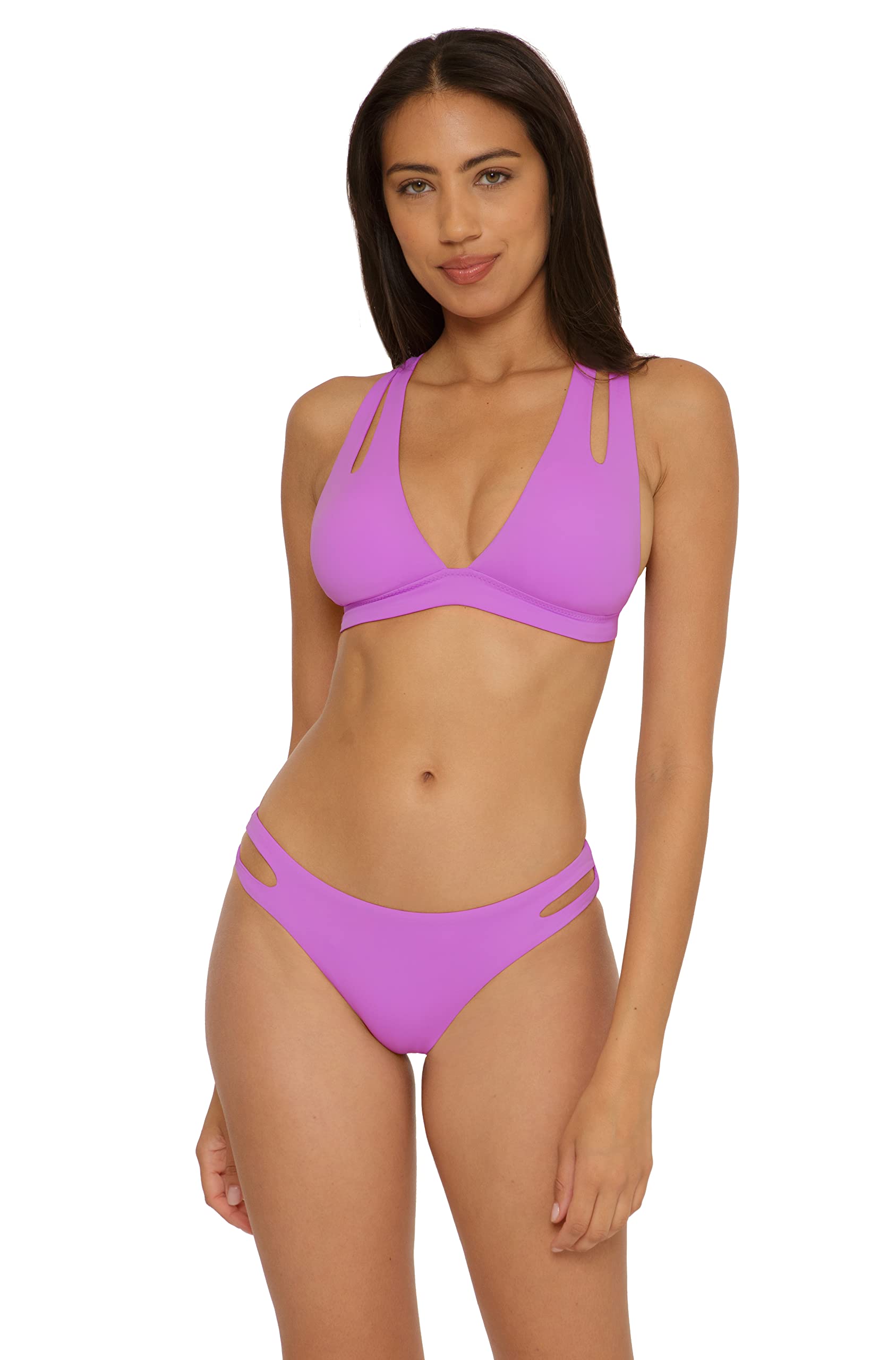 BECCA Women's Color Prism Halter Bikini Top, Adjustable, Tie Back, Swimwear Separates