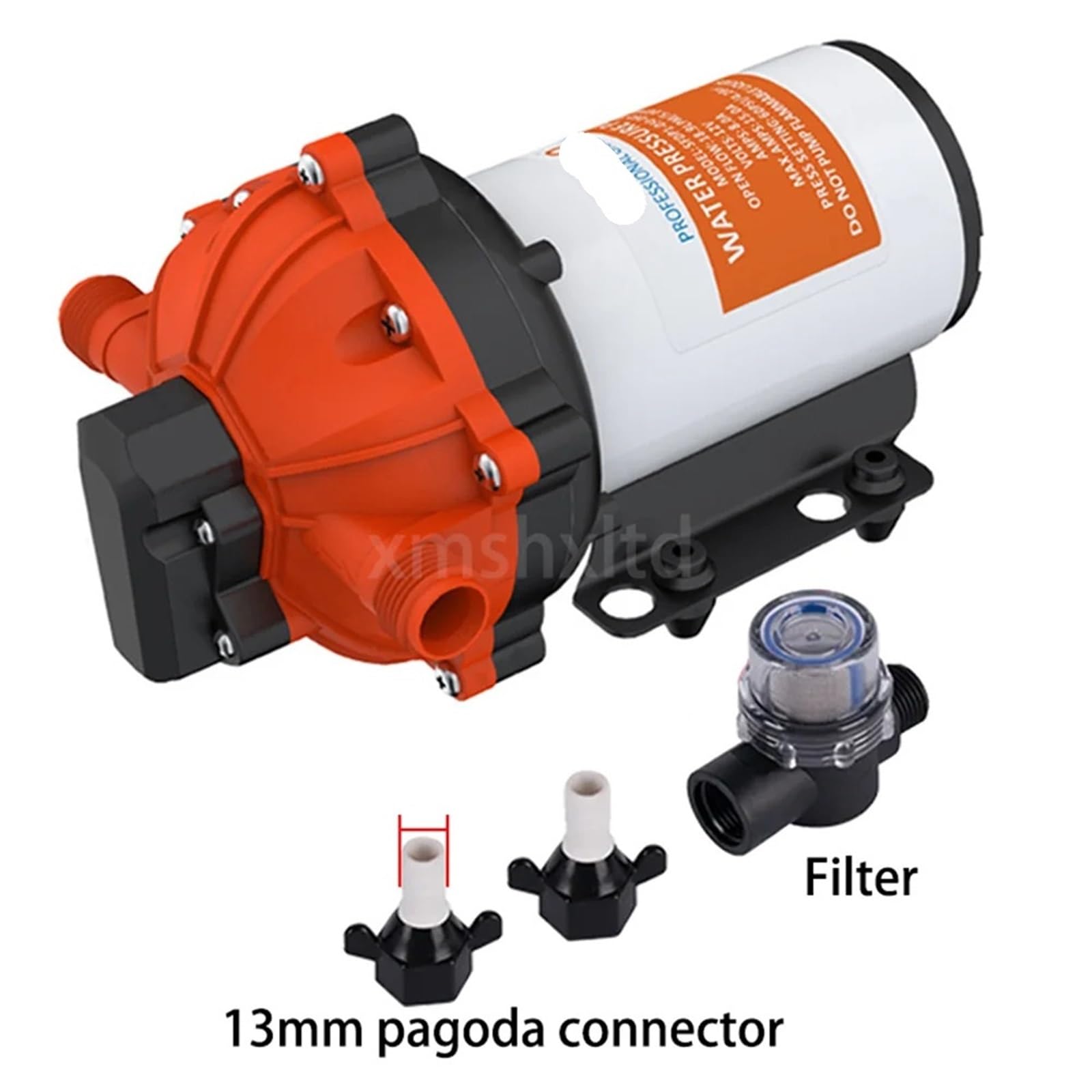 Pompa membranowa, Pompa wodna membranowa 5,0 GPM 60 PSI DC 12/24 V elektryczna do jachtów, łodzi, kamperów, przyczep kempingowych, zasilanie wysokociśnieniowe, komór(15.0LPM,12)