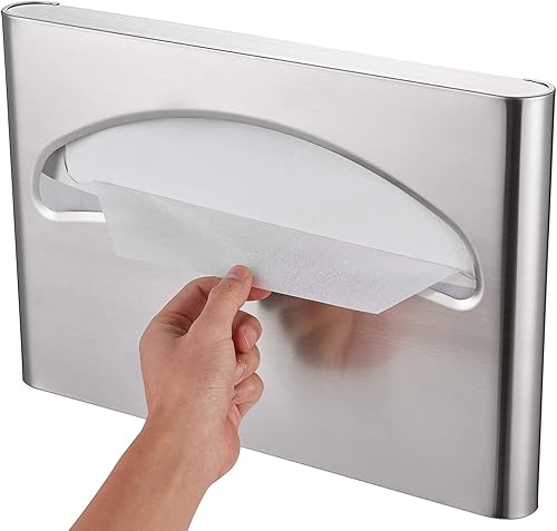 Miniatura 5 de ADKO Dispensador de fundas de asiento de inodoro comercial, montaje en pared, 250 fundas de asiento individuales para oficina, hospital (acero