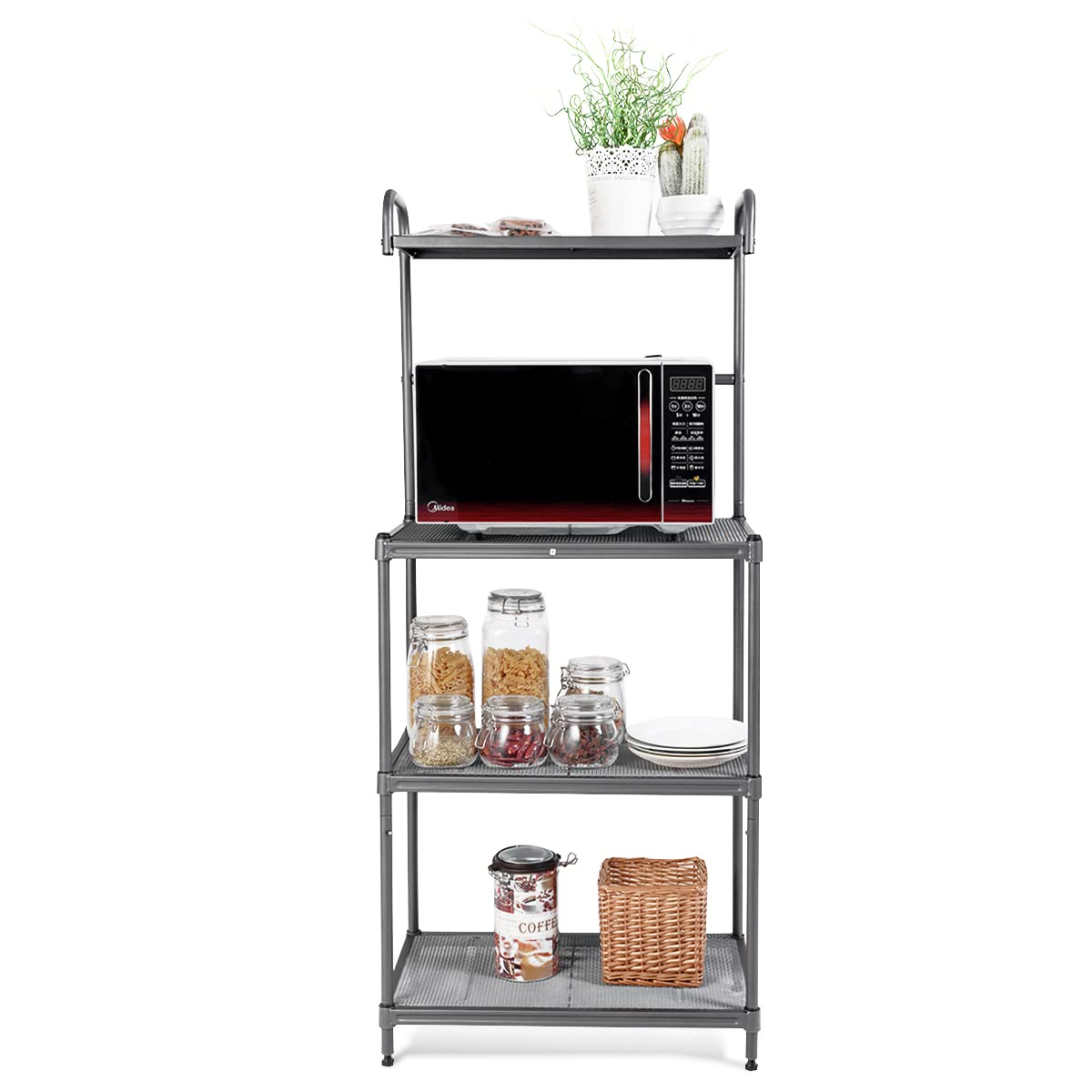 GOPLUS Scaffale Da Cucina A 5 Livelli, Supporto Per Forno A Microonde Autoportante Con Dispositivo Antiribaltamento Scaffale Di Stoccaggio Con Ripiani Aperti Per Soggiorno Bagno Balcone 78576808