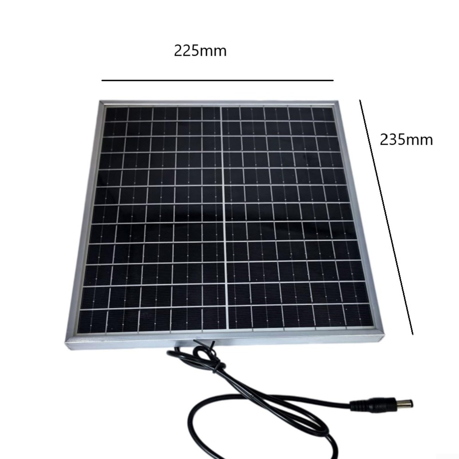Panneau solaire monocristallin 12 W étanche IP65, compact 235 x 225 mm avec prise CC pour extérieur, camping-car et courant de secours (100 A)