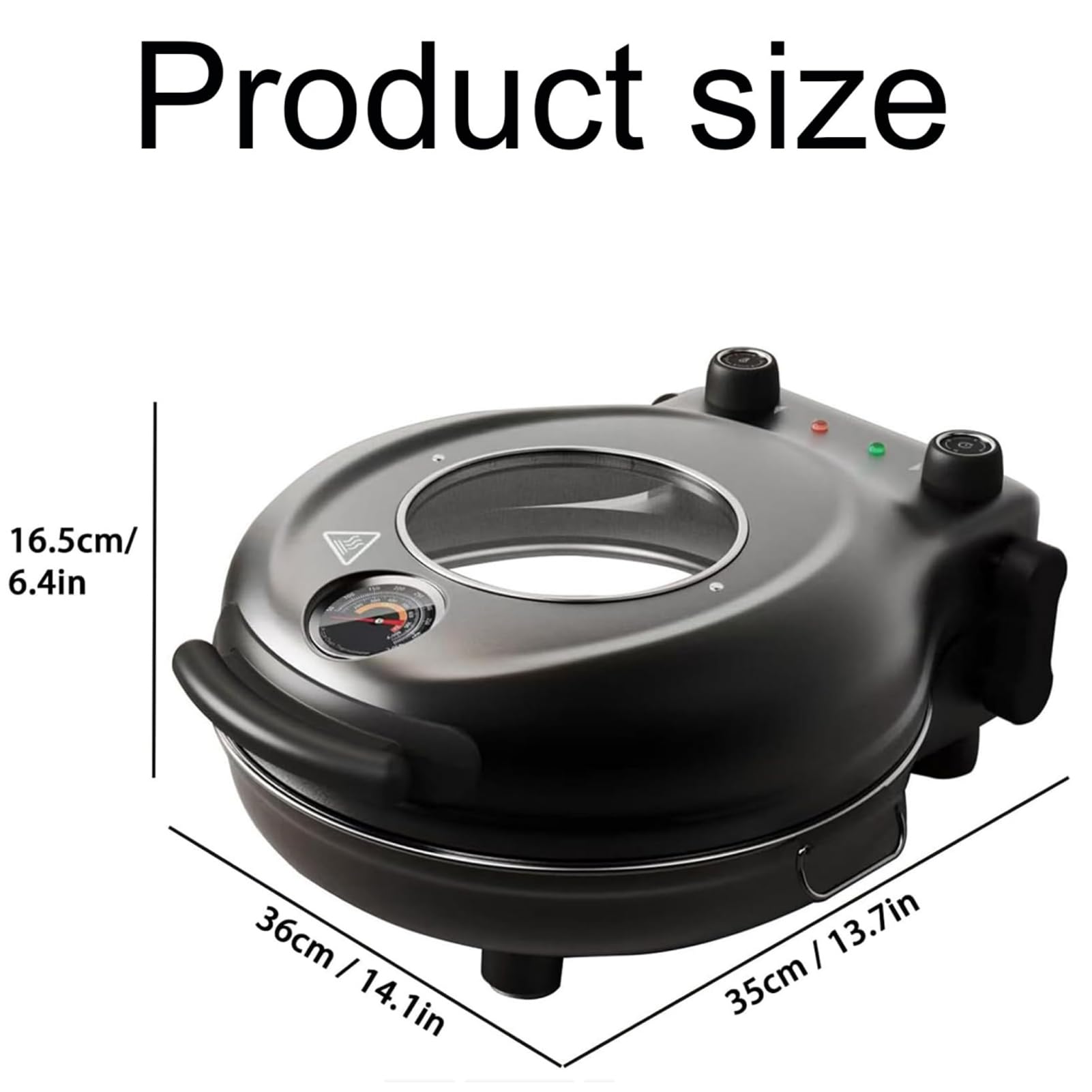 Four à pizza électrique 1200 W, 420 ℃ à haute température avec pierre de cuisson de 30,5 cm, double contrôle de la température et fenêtre de visualisation pour crêpes et crêpes