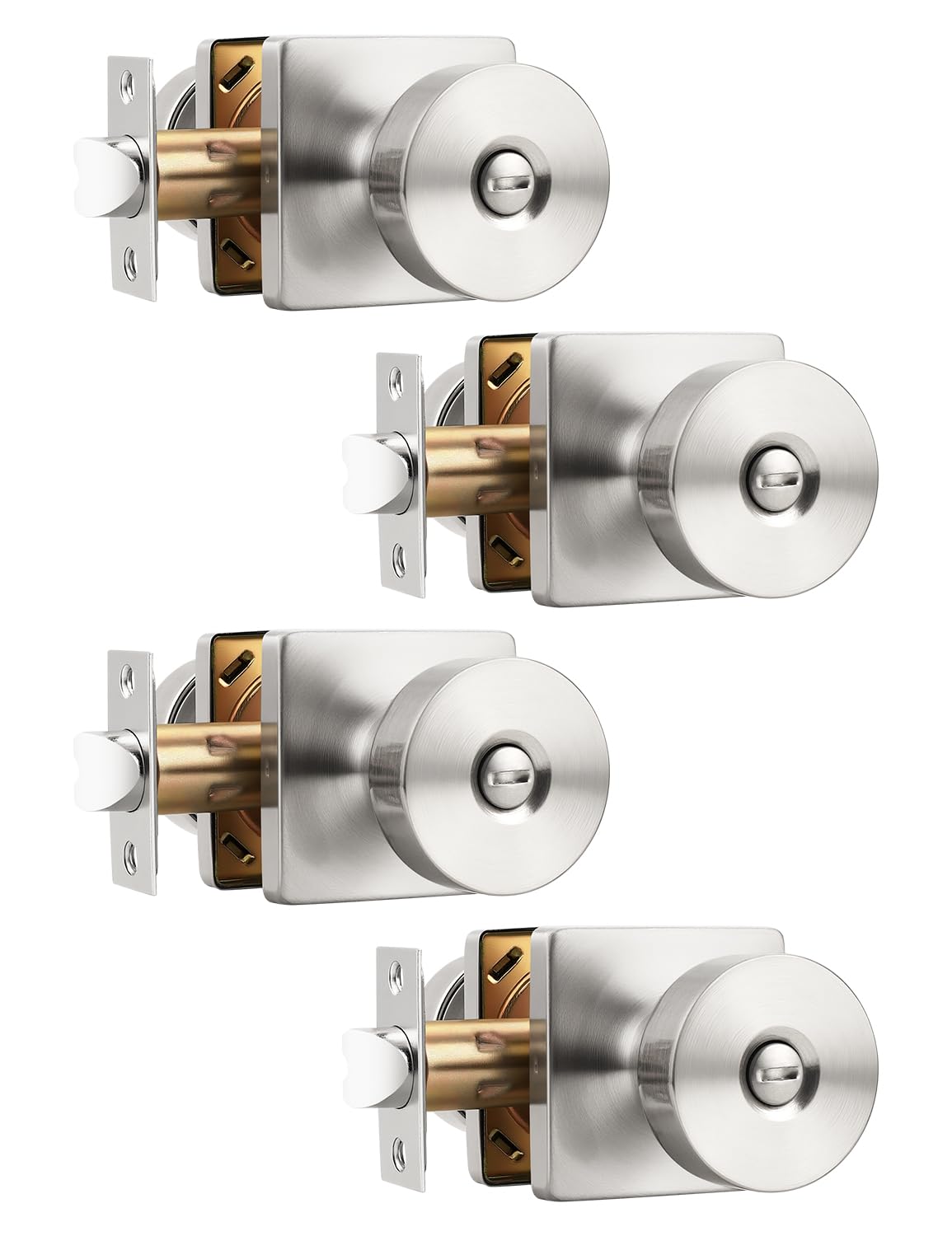 Boutons de porte intérieure Tinewa en nickel brossé avec serrure pour chambre lot de 4