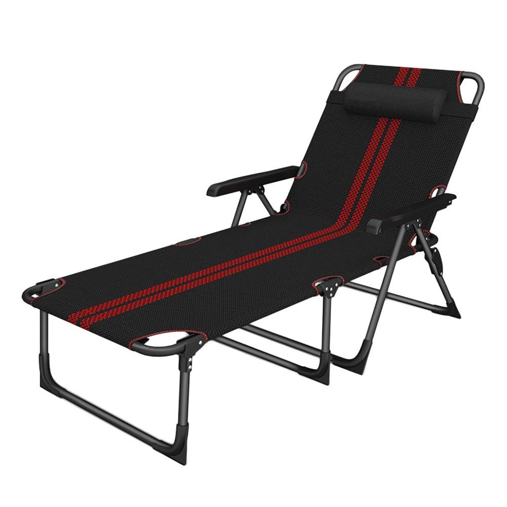 Chaise de plage pliante noire pour se détendre au bord de la piscine