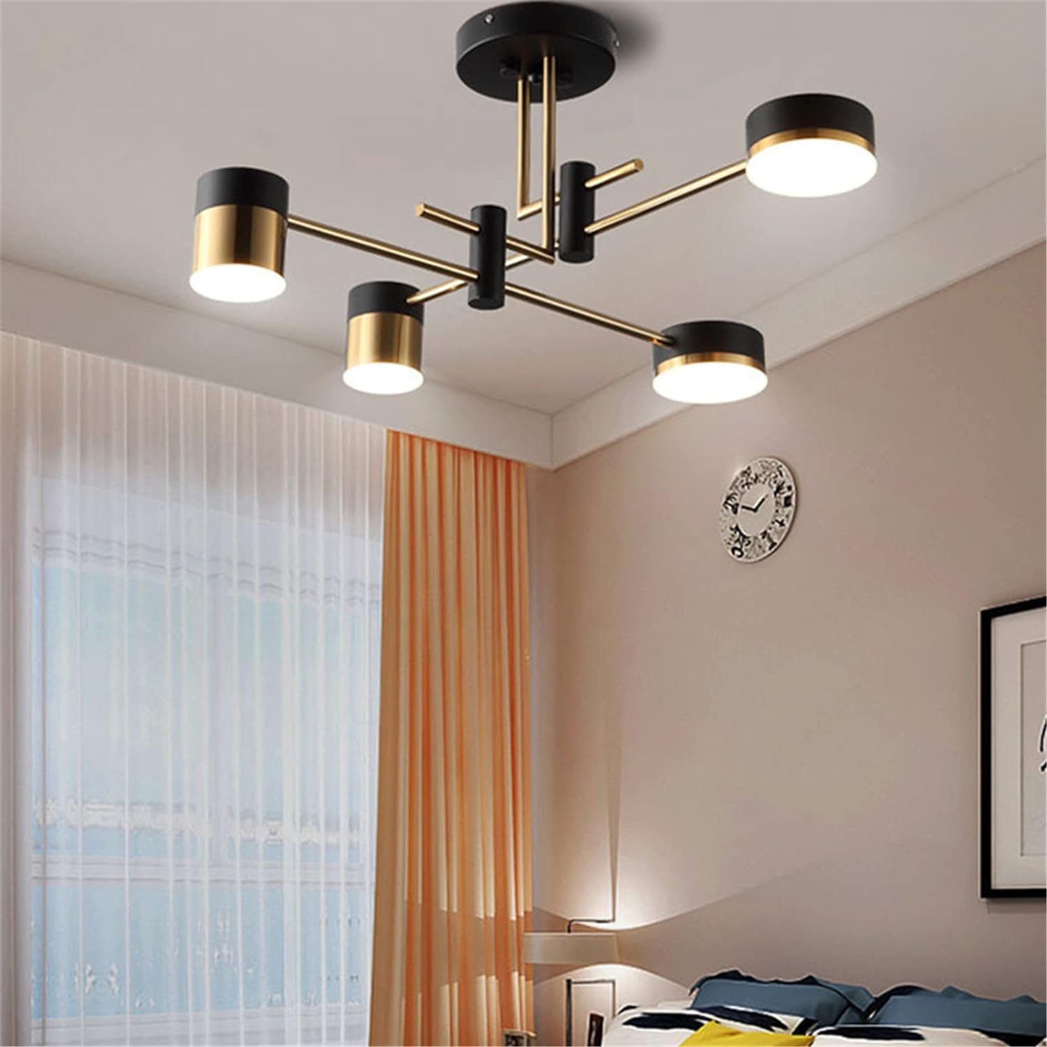 Nowoczesna Lampa Sufitowa, Nieregularny Klosz W Stylu Retro, Półwpuszczana Lampa Wisząca, Kute żelazo W Stylu Industrialnym, Trójkolorowe Oświetlenie Led (4 Heads)
