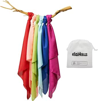 Play Scarves Set of 6 with Storage Bag for Kids
