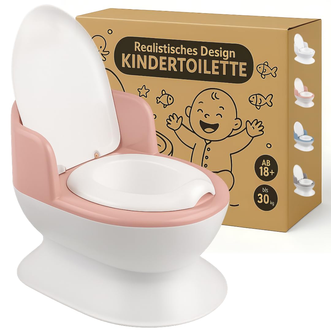 DOCARI Kindertoilette ab 1 Jahre in realistischer Optik rosa – Töpfchen für Kinder von 1 bis 4 Jahre rutschfest & stabil – Kinderklo Baby WC Toilette Potty Training Toilet