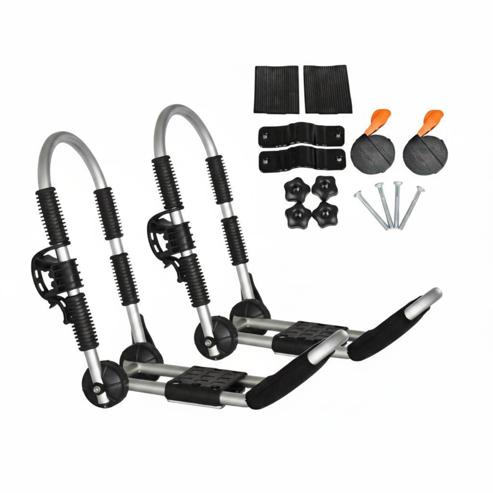 MERIGLARE Einstellbarer Dachträger Kajakträger Kanuhalter Trägersystem Faltbar Gepolstert aus Aluminium mit Schaum für Auto Dachtransport für Reisen Wochenendausflüge Straßenfahrten