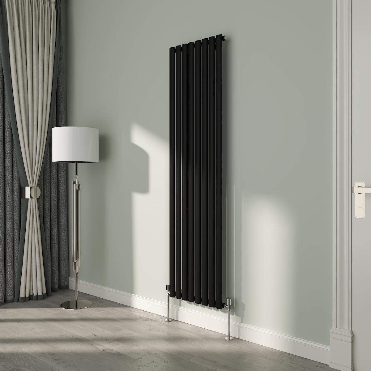 NRG Premium Black Oval Single Panel Designer Radiator 1800x472mm Central Heating โ image 1