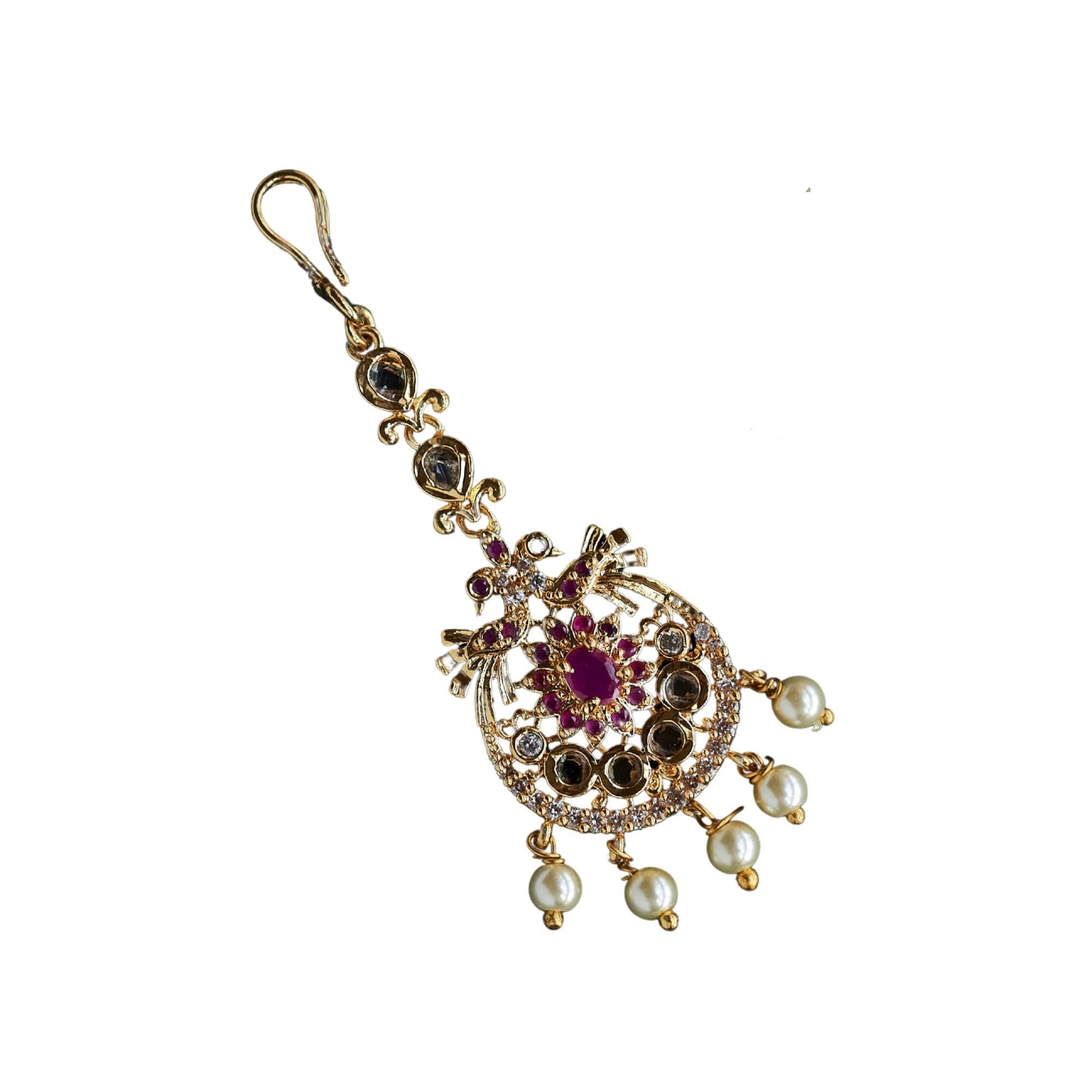 Opulent Pink Sapphire Maang Tika-image-6