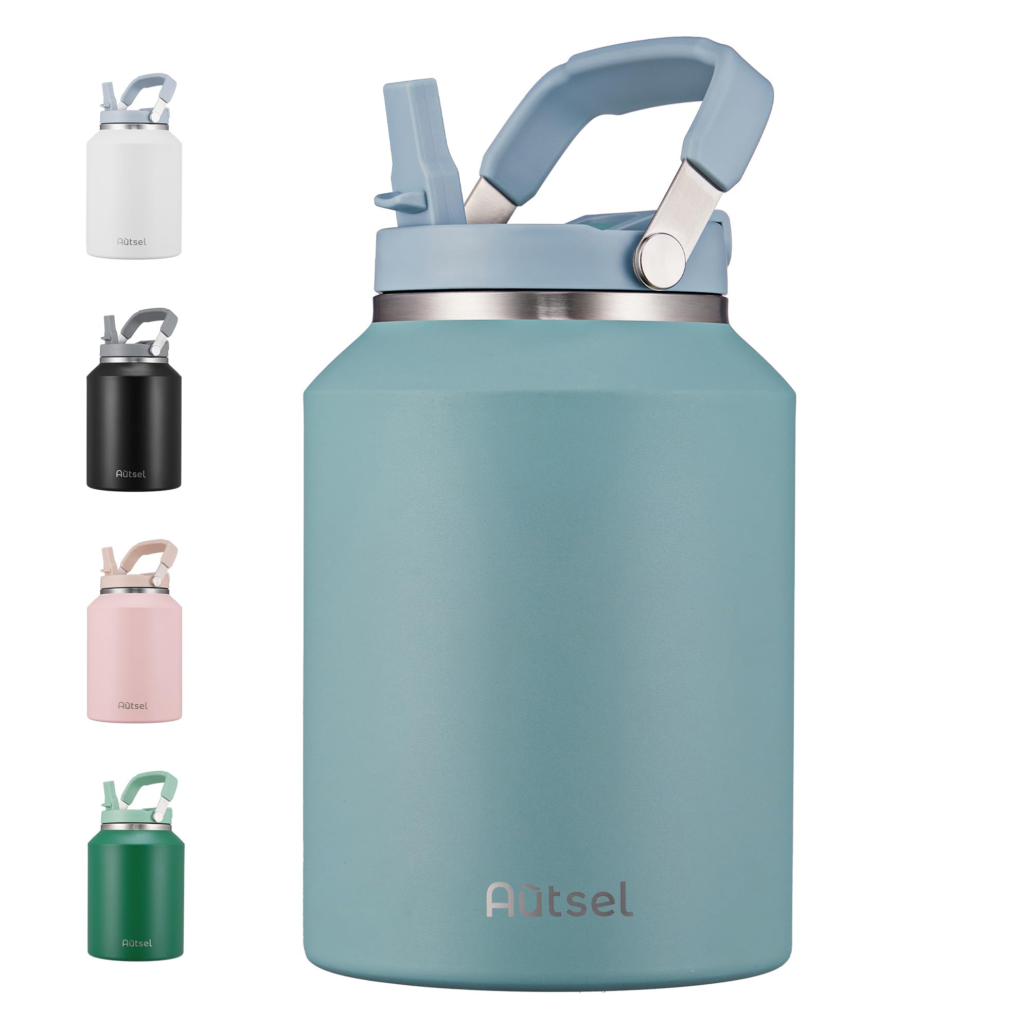 Borraccia Termica 2 litro Bottiglia Termica Senza Perdite Borraccia Palestra Sportiva in acciaio inox, rimanere fredde 24h o calde 12h, Senza BPA