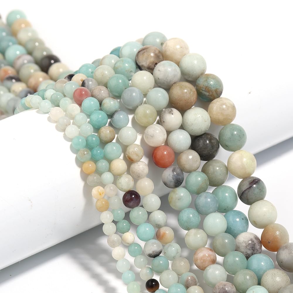 HEARTWILD 240 Pieces Natural Amazonite Gemstone Beads Round Gemstone Bead with Hole for Jewelry Crafts Threading DIY Bracelet Necklaces Jewelry Manufacturing (Amazonite-6mm)