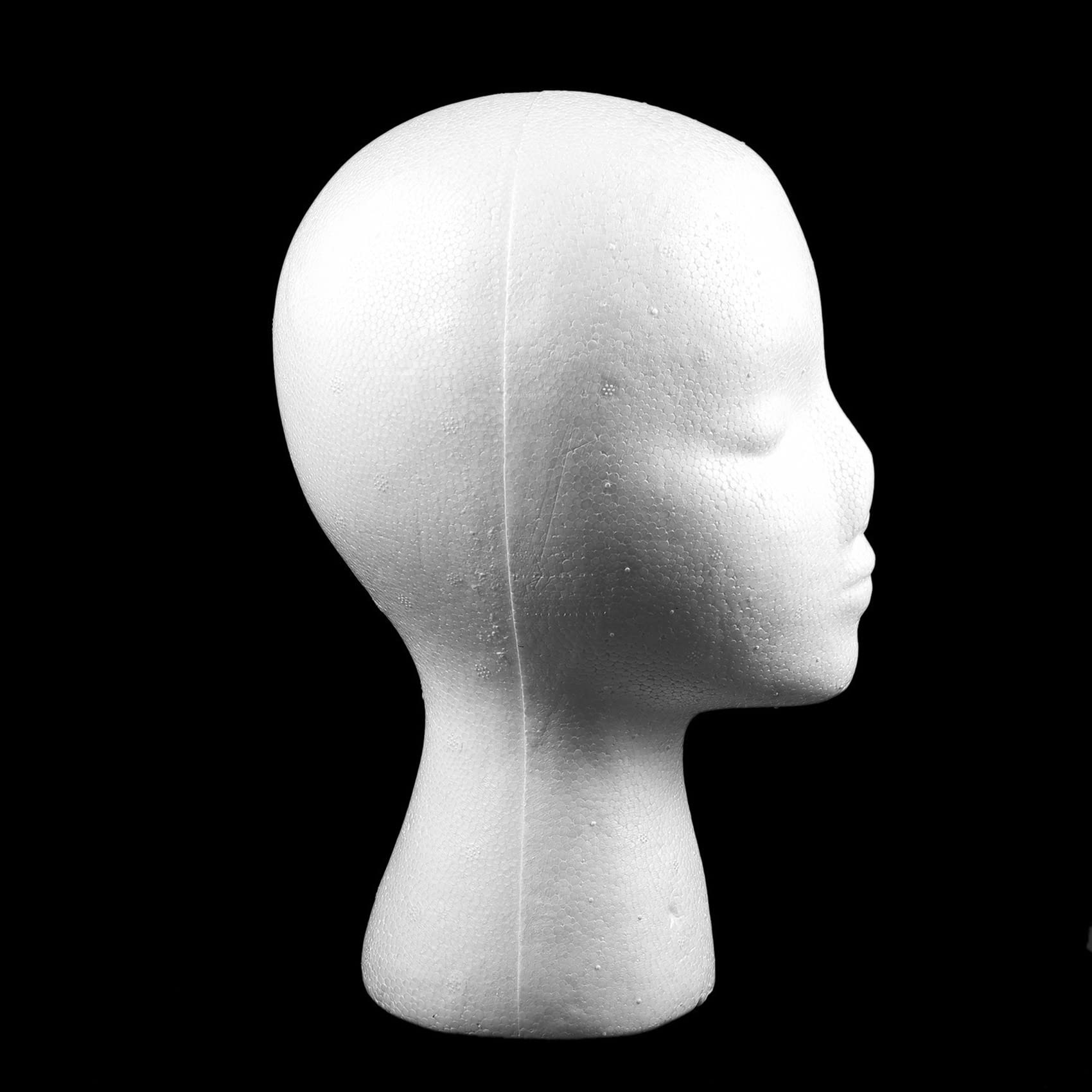 Lot de 10 têtes de mannequin en mousse féminine (polystyrène) - 27,5 x 52 cm - Pour casquettes, écouteurs, accessoires pour cheveux et perruques, femmes